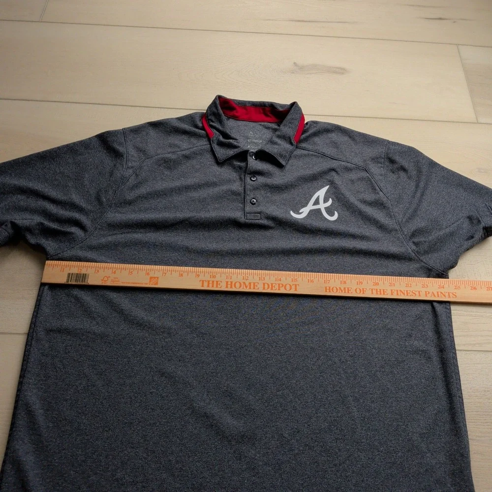 Nike Atlanta Braves MLB Dri-FIT Polo Shirt Mens XL Gray Heather Golf Baseball